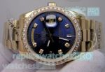 Replica Rolex Day-Date Blue Dial Diamond Bezel All Gold Watch